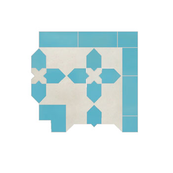 Mosaic House Moroccan tile Kmarshoun C Corner 1-13 White Light Turquoise  zellige, mosaic, zellij, border, glaze, traditional 